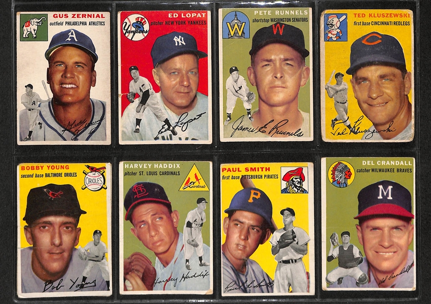 Lot Of 72 1954 Topps Baseball Cards w. Warren Spahn